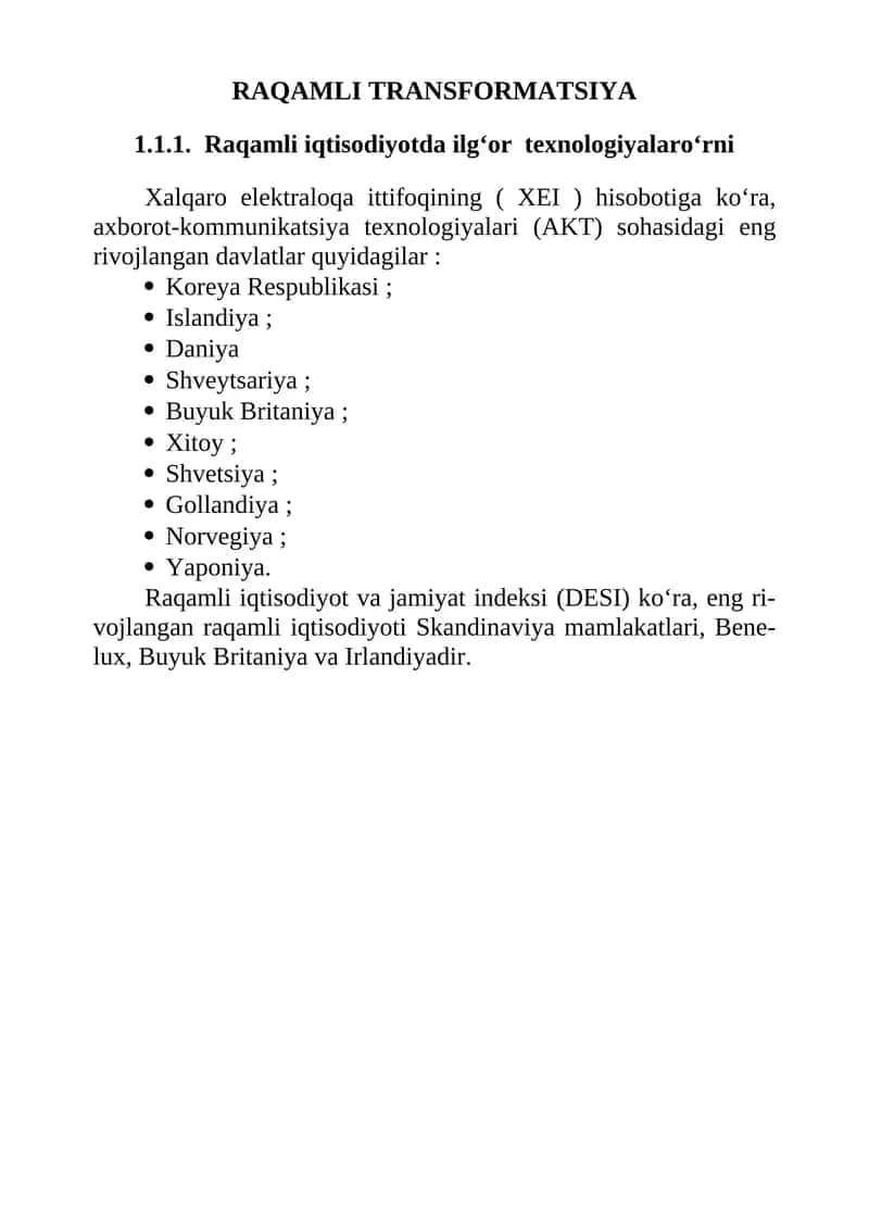 RAQAMLI TRANSFORMATSIYA 1