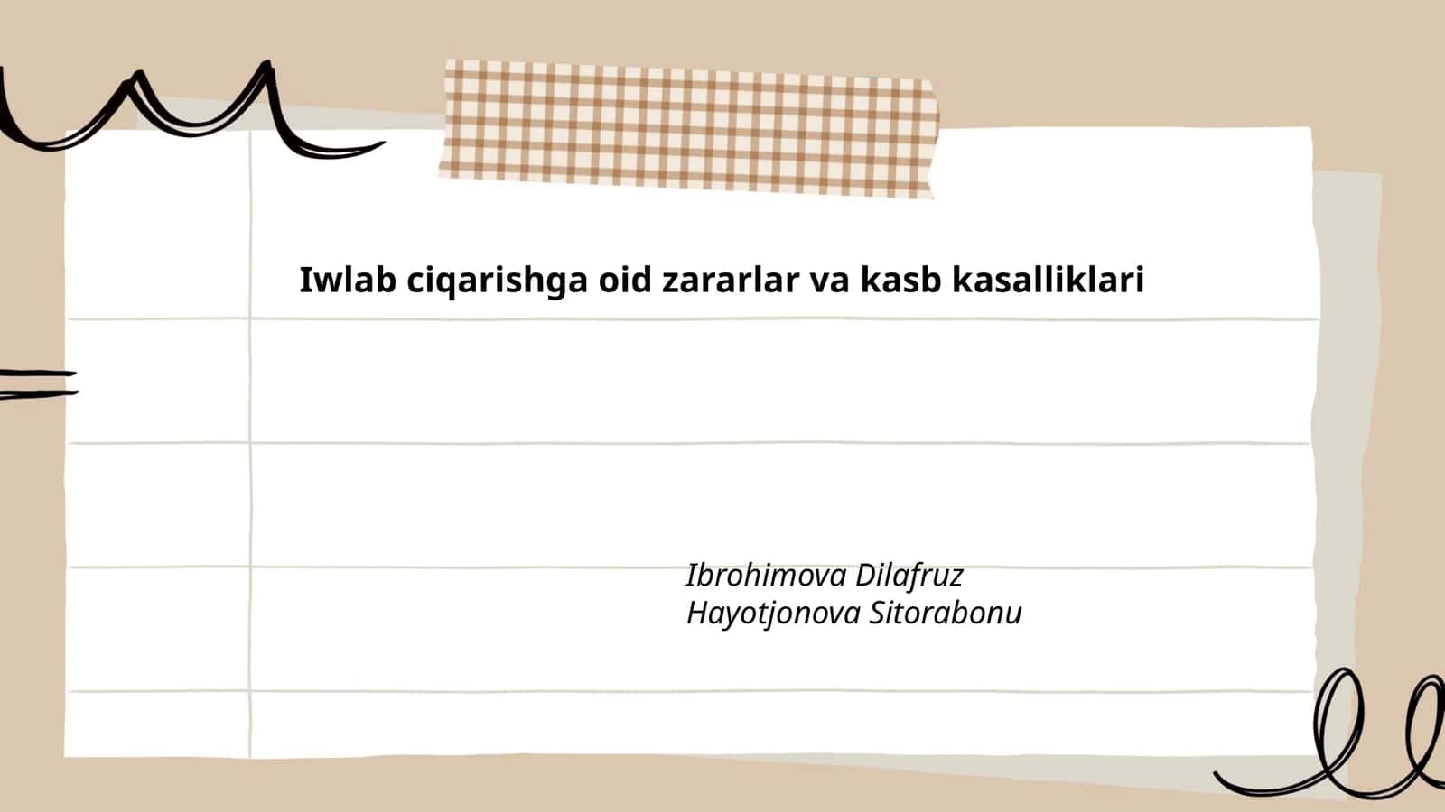 Iwlab ciqarishga oid zararlar va kasb kasalliklari 1