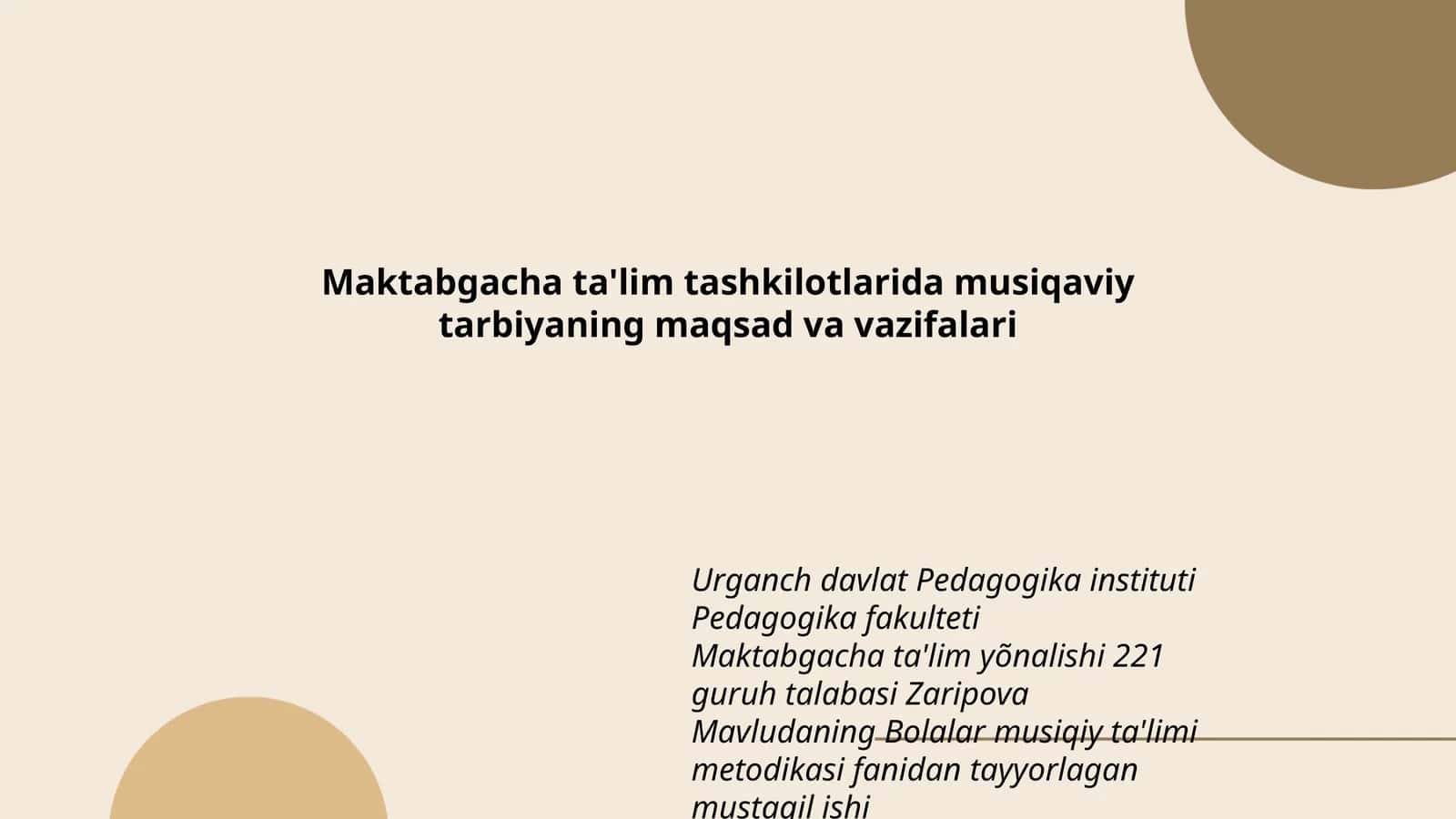 Bolalar musiqiy ta'limi metodikasi 1