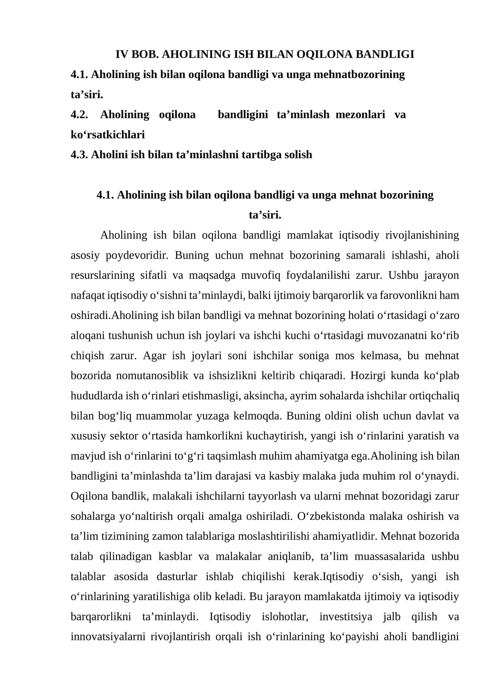 Aholining ish bilan oqilona bandligi 1