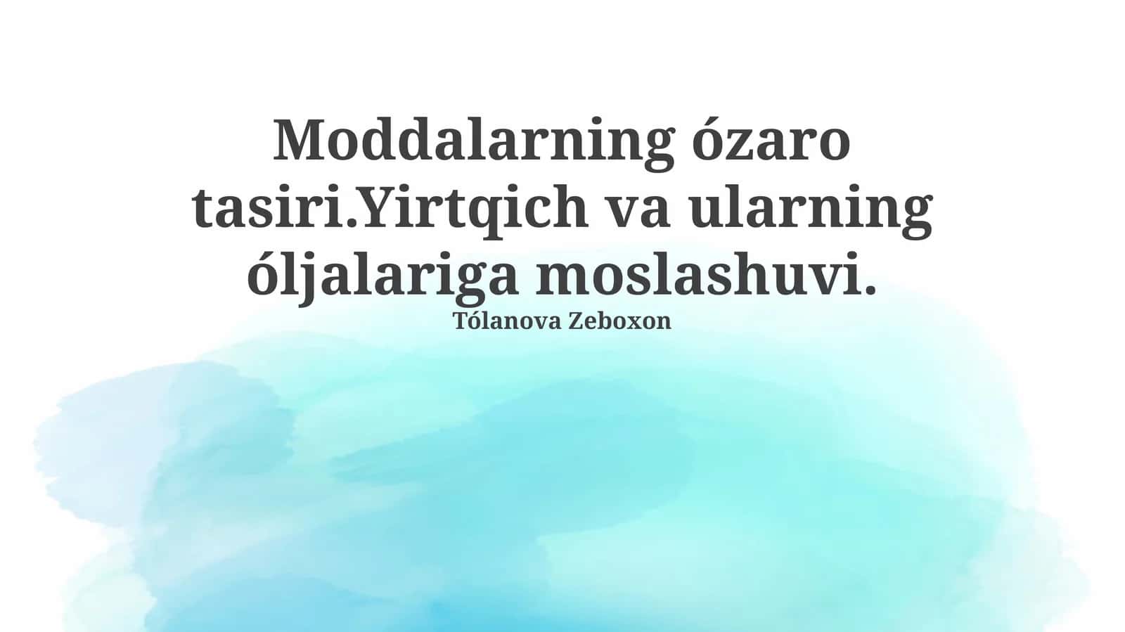 Moddalarning o'zaro ta'siri va ekologik ahamiyati 1
