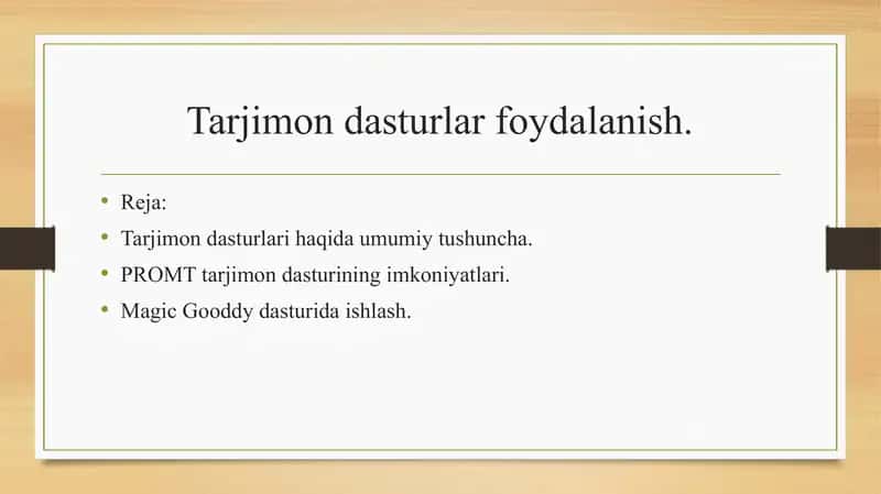 Tarjimon dasturlar foydalanish. 1