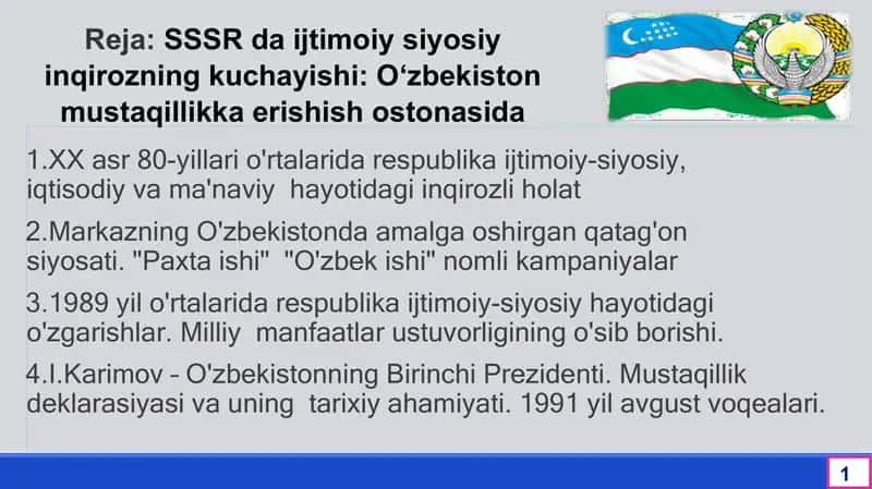SSSR da ijtimoiy siyosiy inqirozning kuchayishi 1