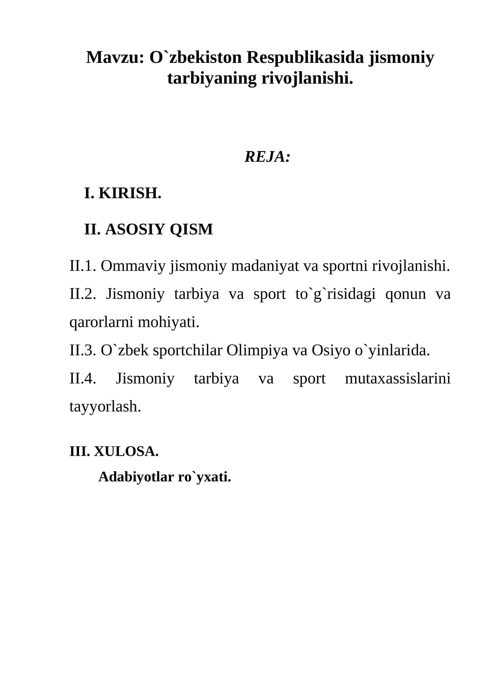 O`zbekiston Respublikasida jismoniy tarbiyaning rivojlanishi 1