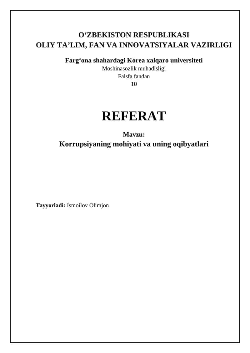 Korrupsiyaning mohiyati va uning oqibyatlari 1