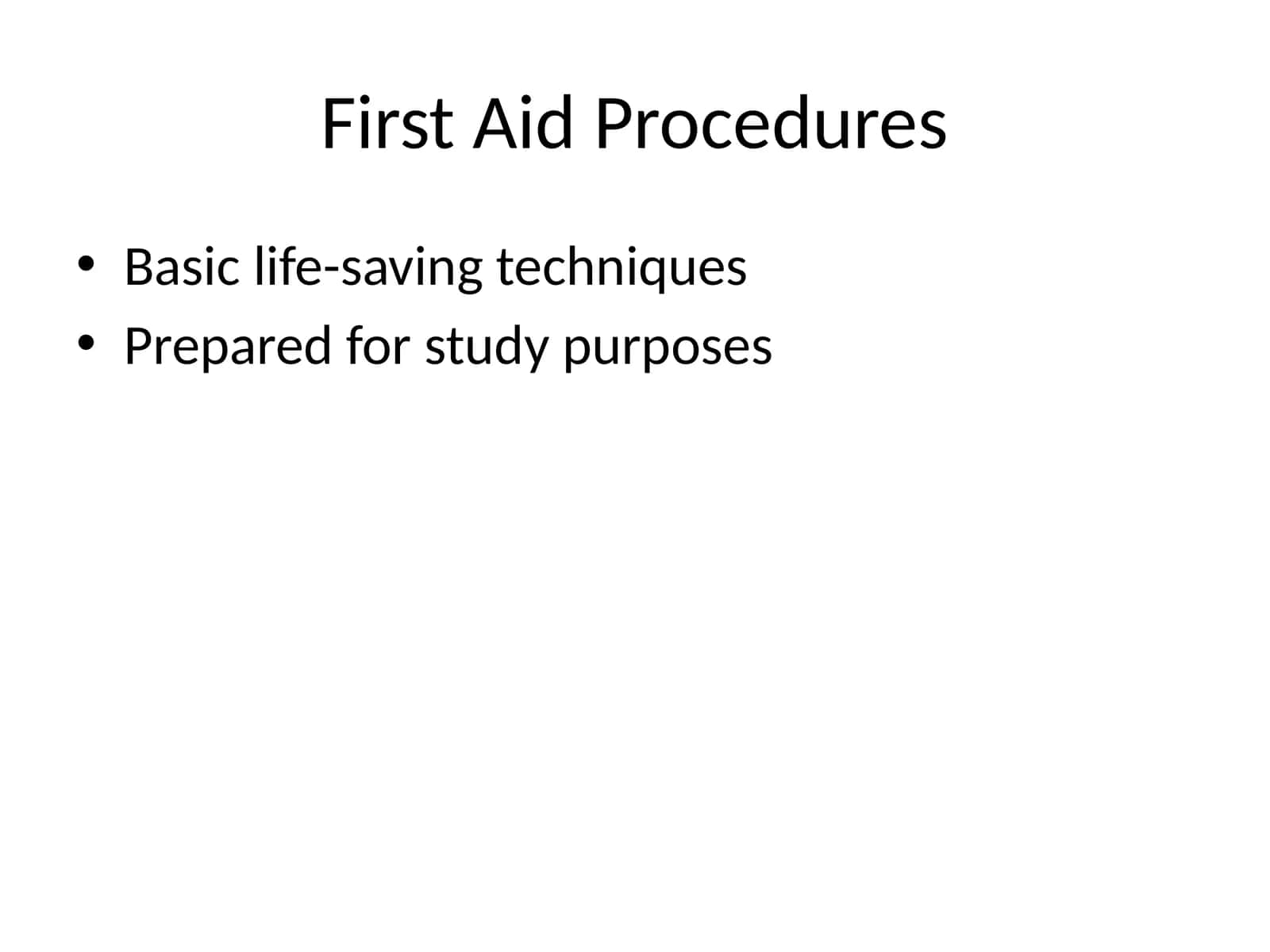 First Aid Procedures 1