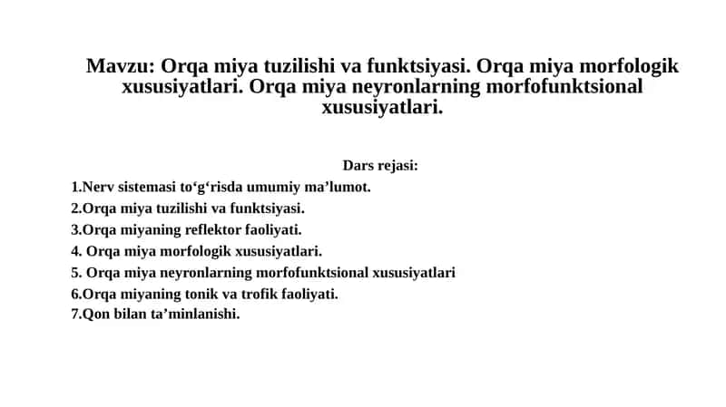 Orqa miya tuzilishi va funktsiyasi 1