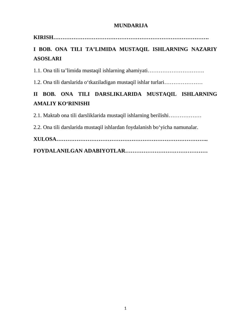 Ona Tili Ta'limida Mustaqil Ishlarining Nazariy Asoslari 1