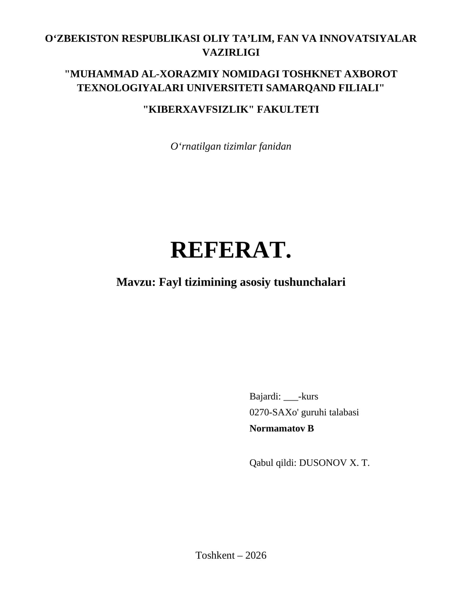 Fayl tizimining asosiy tushunchalari 1