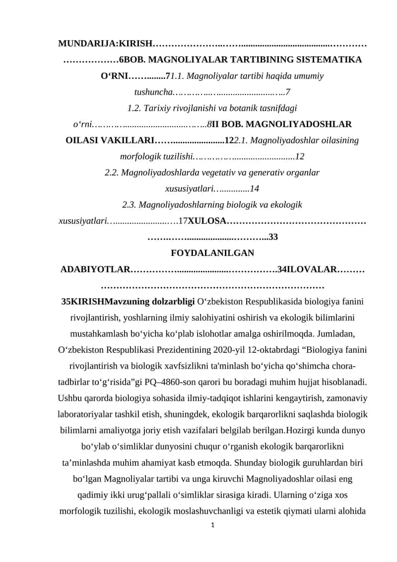 AYIQTOVON KABILAR SINFCHASI (RANUNCULIDAE) TUZULISHI VA KÒPAYISHI 1