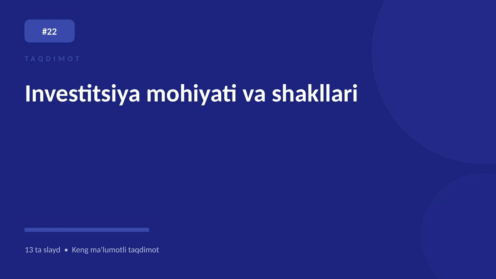 Investitsiya mohiyati va shakllari 1