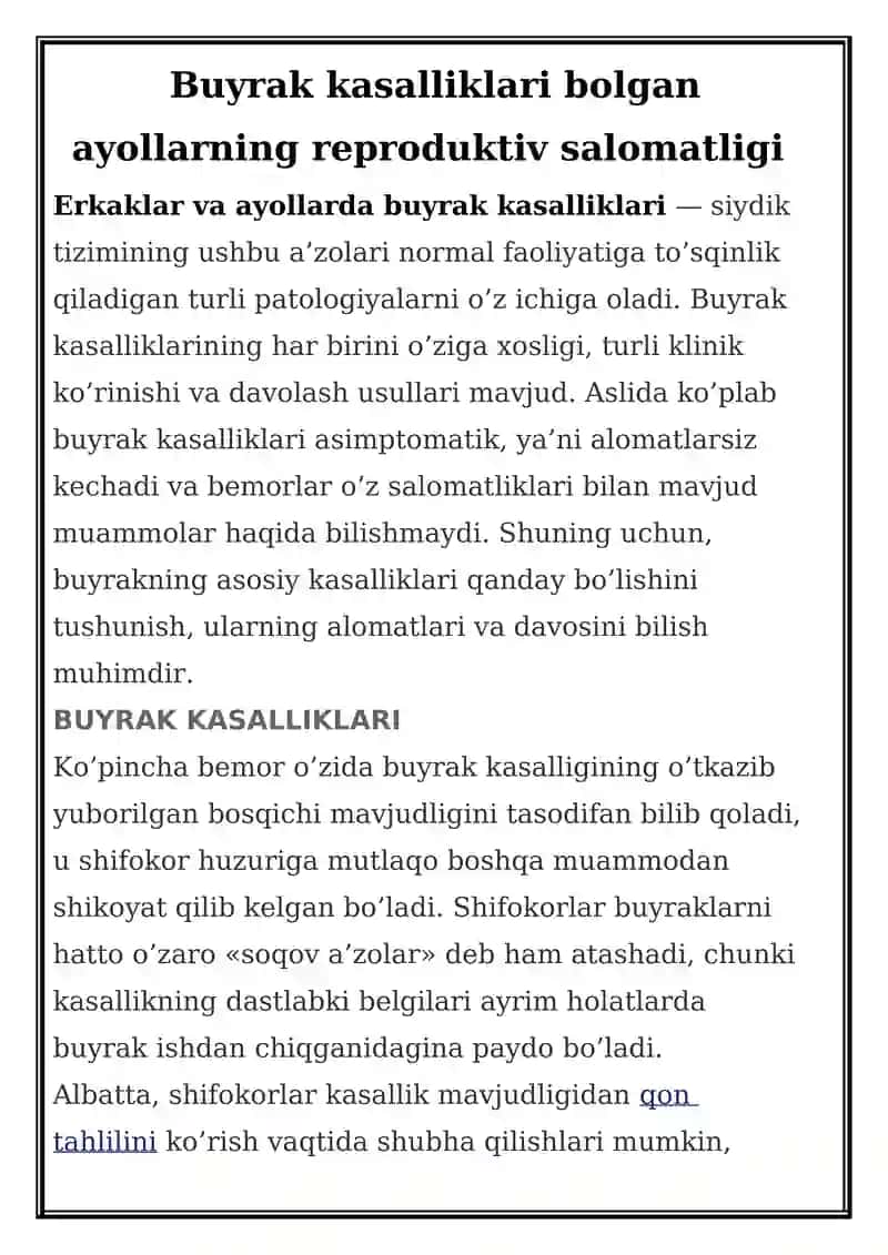 Buyrak kasalliklari