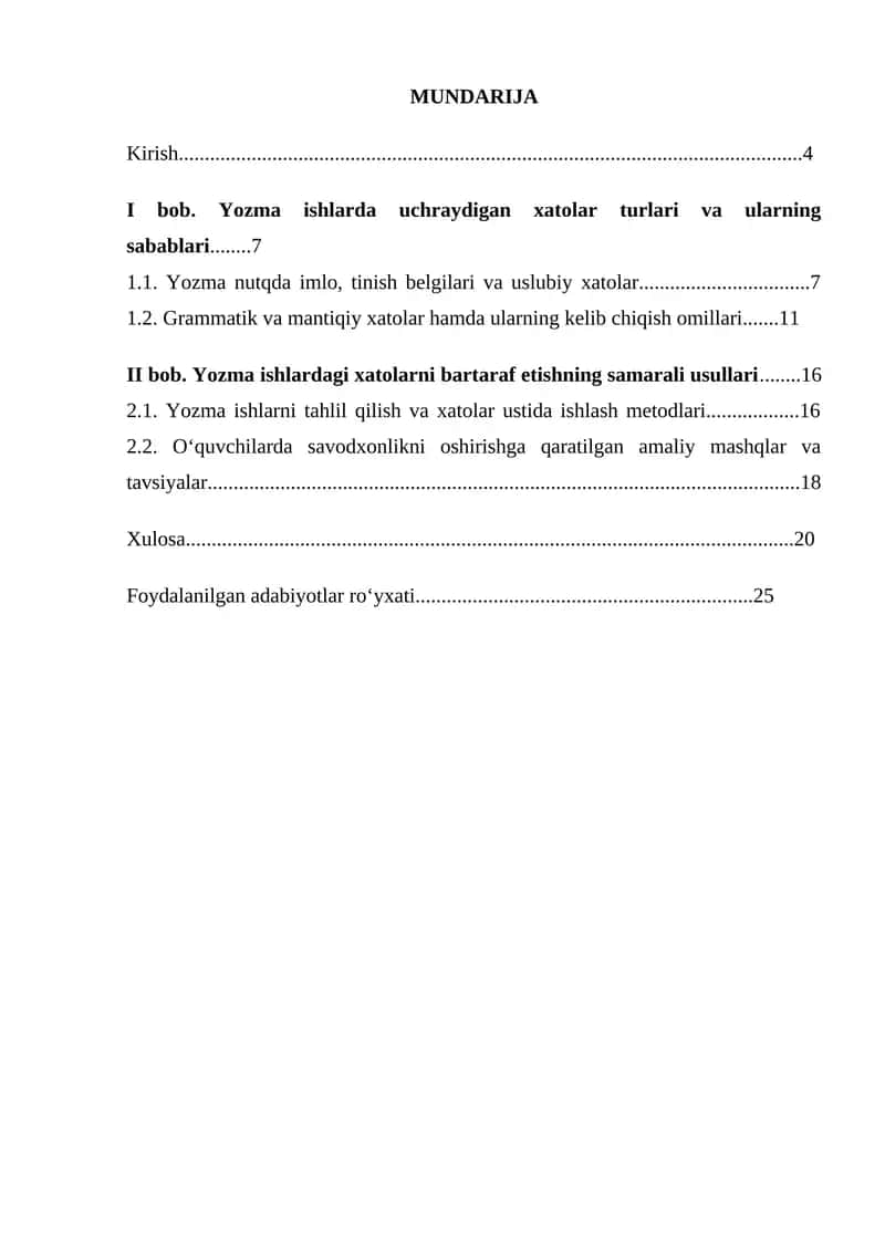 Yozma ishlar va ularning xatolari 1