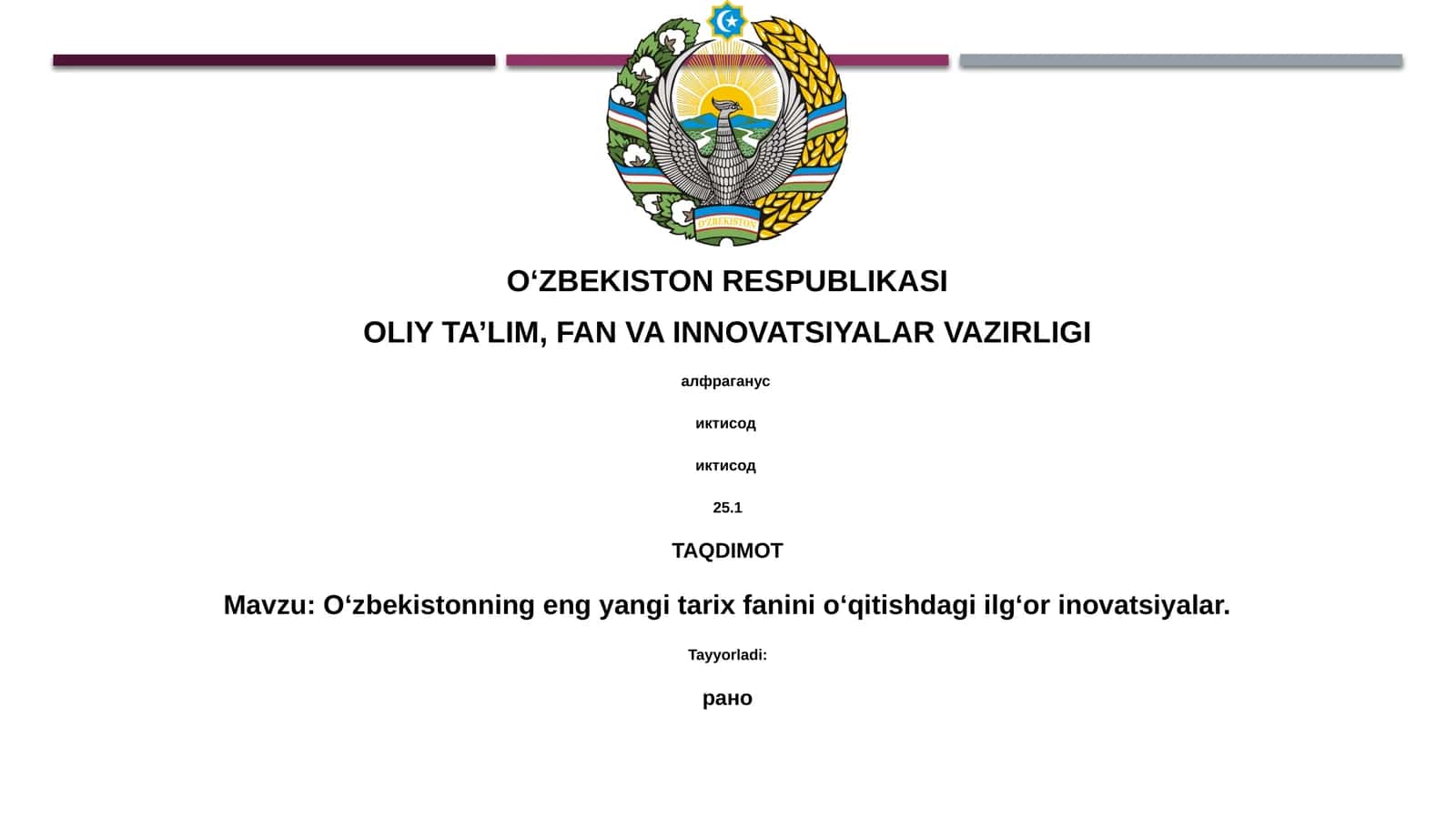 O‘zbekistonning eng yangi tarix fanini o‘qitishdagi ilg‘or inovatsiyalar 1