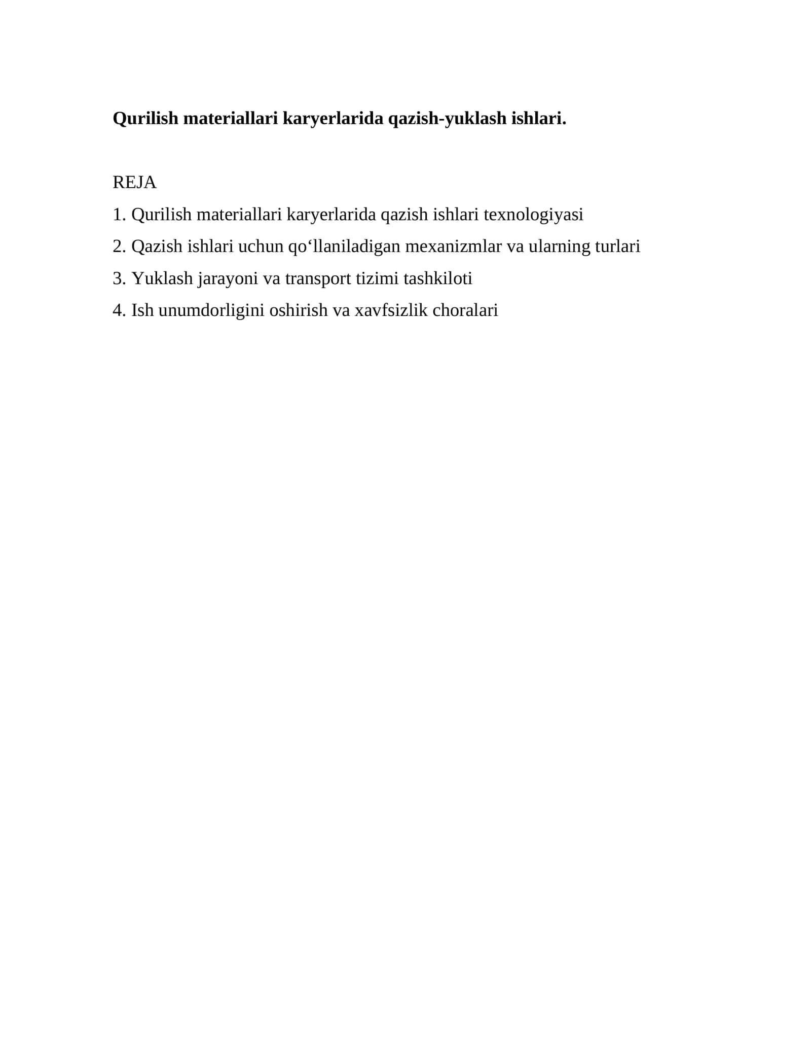 Qurilish materiallari karyerlarida qazish-yuklash ishlari 1