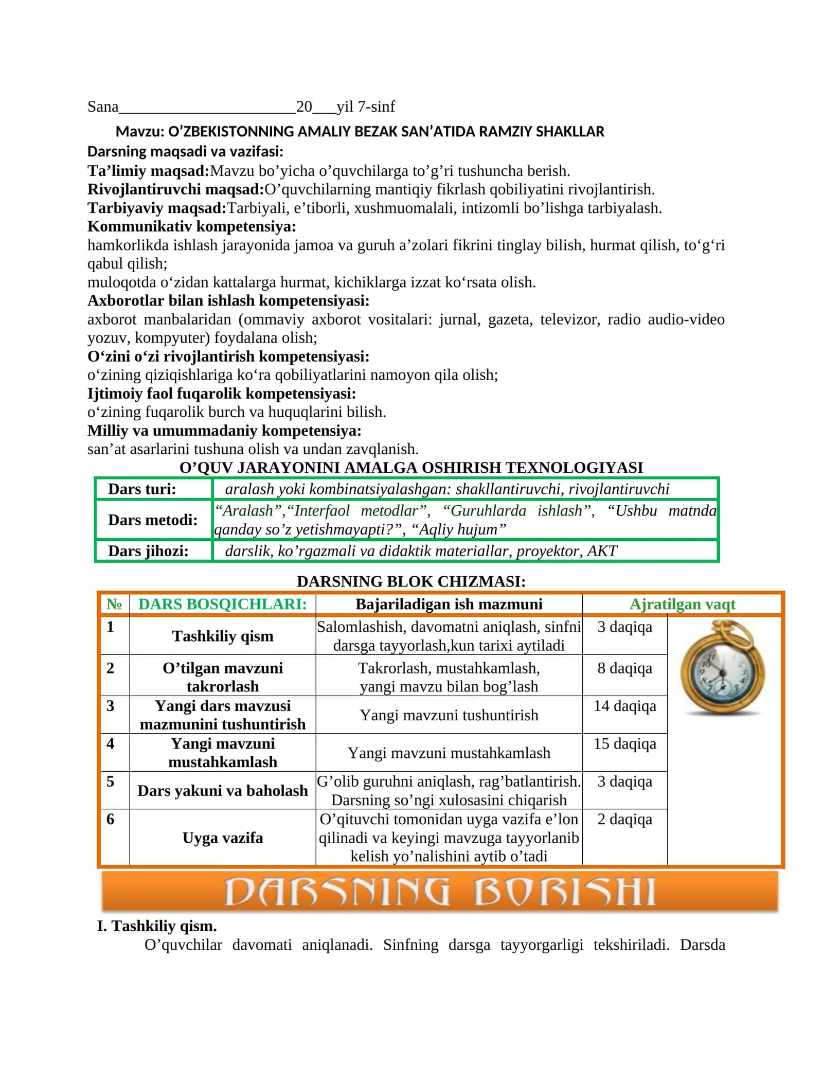 7-sinf Tasviriy san'at O'zbekiston amaliy bezak san'atida ramziy shakllar dars ishlanma 1