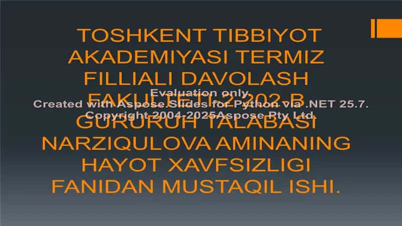HAYOT XAVFSIZLIGI FANIDAN MUSTAQIL ISHI 1