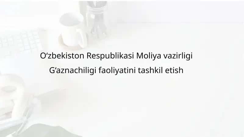 O‘zbekiston Respublikasi Moliya vazirligi G‘aznachiligi faoliyatini tashkil etish 1