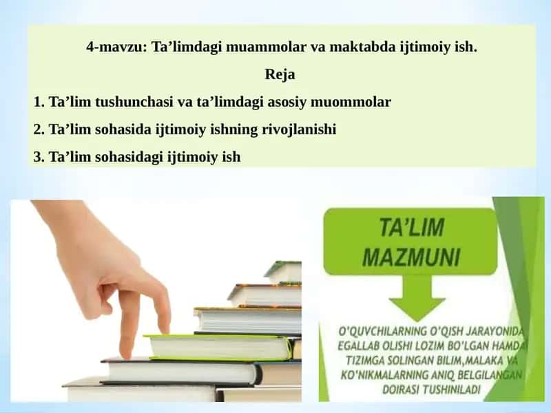 Ta’limdagi muammolar va maktabda ijtimoiy ish 1