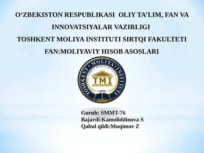 Moliyaviy hisob asoslari 1