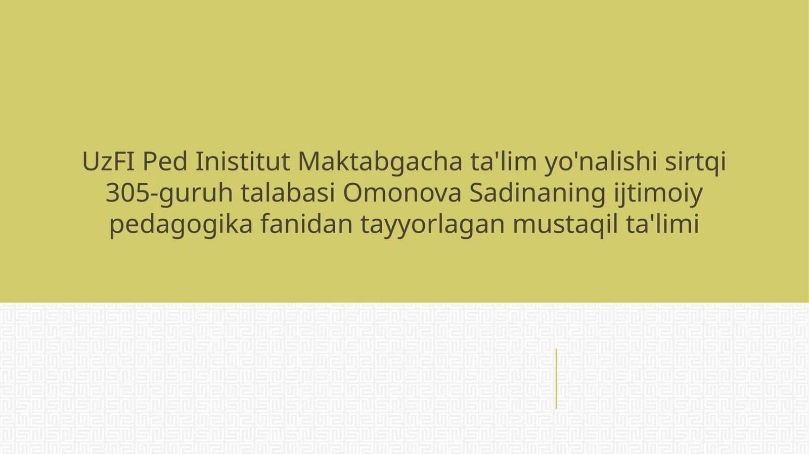 ijtimoiy pedagogika fanidan tayyorlagan mustaqil ta'limi 1
