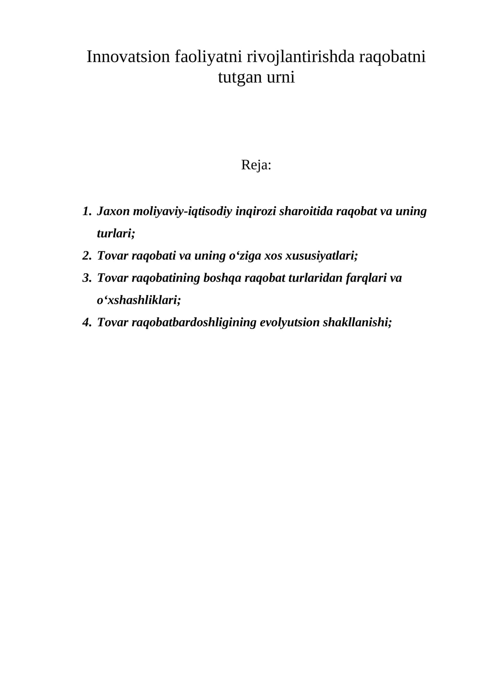 Jaxon moliyaviy-iqtisodiy inqirozi sharoitida raqobat va uning turlari 1