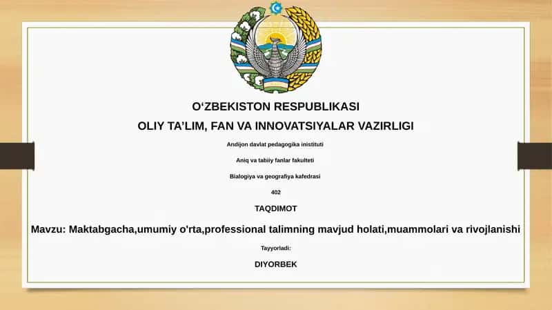 Maktabgacha ta'lim muammolari va rivojlanishi 1