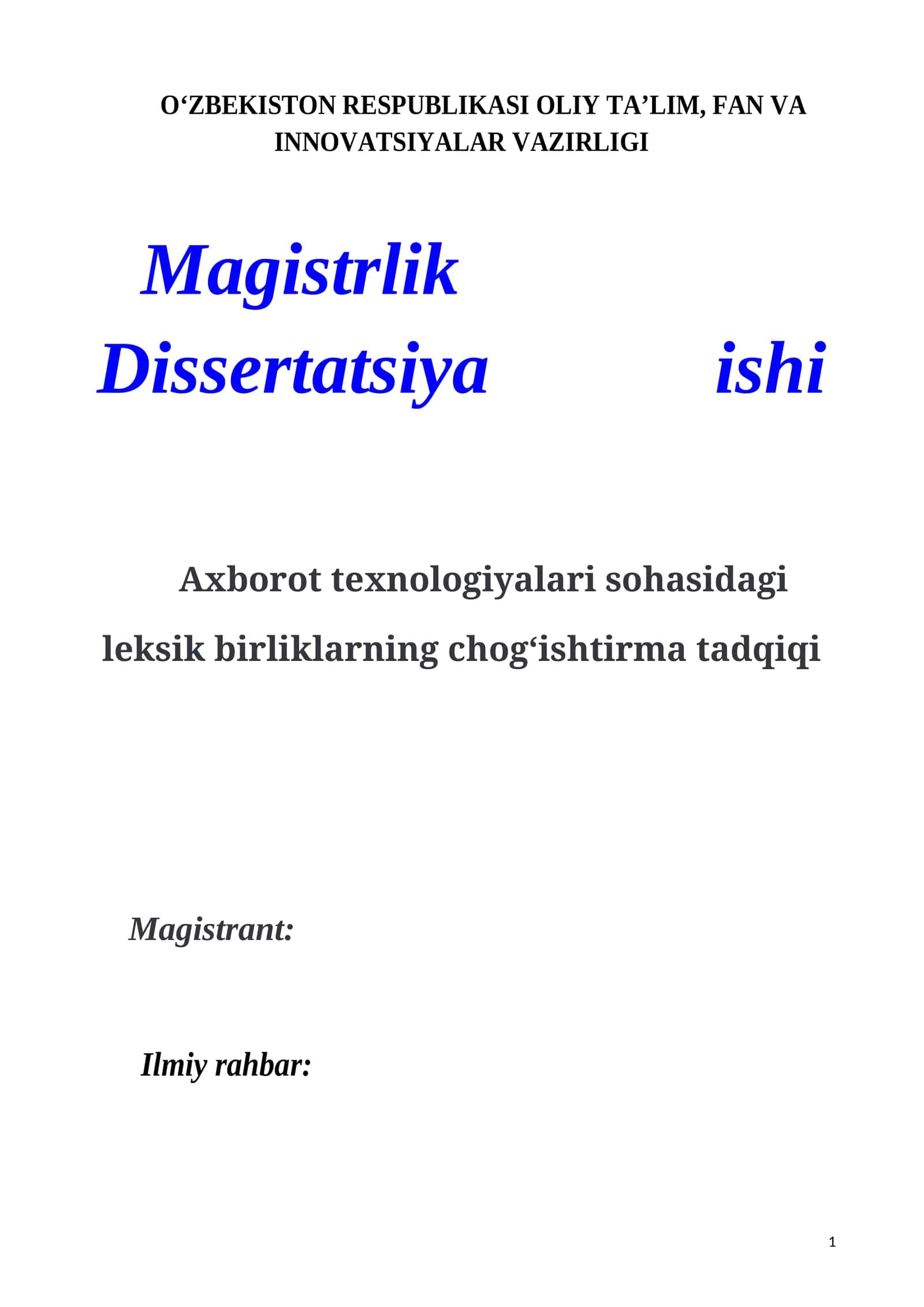 Axborot texnologiyalari sohasidagi leksik birliklarning chogʻishtirma tadqiqi 1
