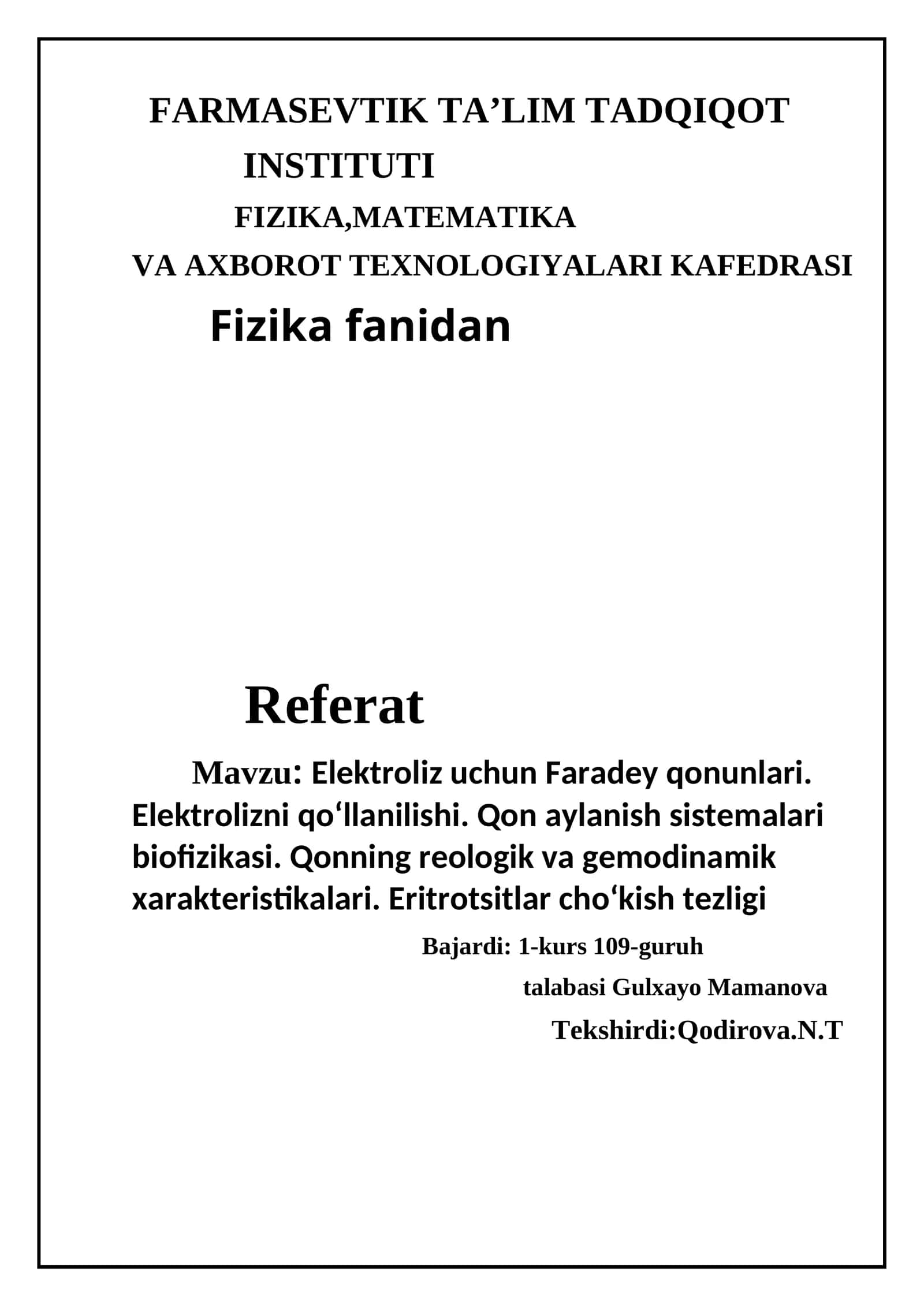 Elektroliz uchun Faradey qonunlari 1