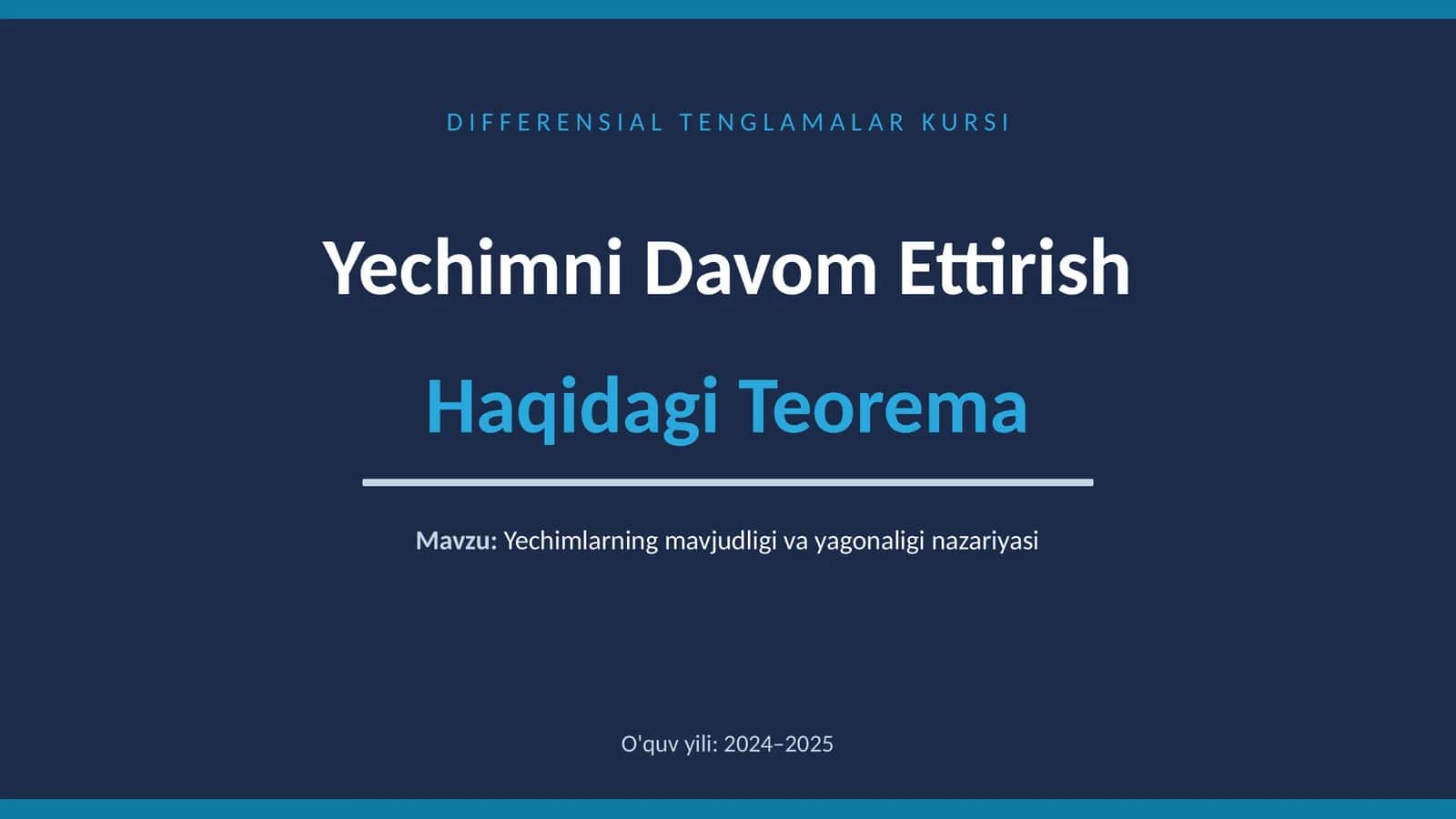 DIFFERENSIAL TENGLAMALAR KURSI 1