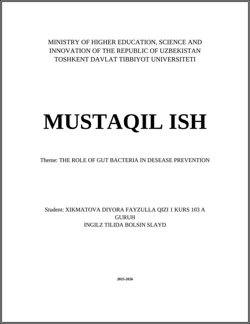 The Role of Gut Bacteria in Desease Prevention 1