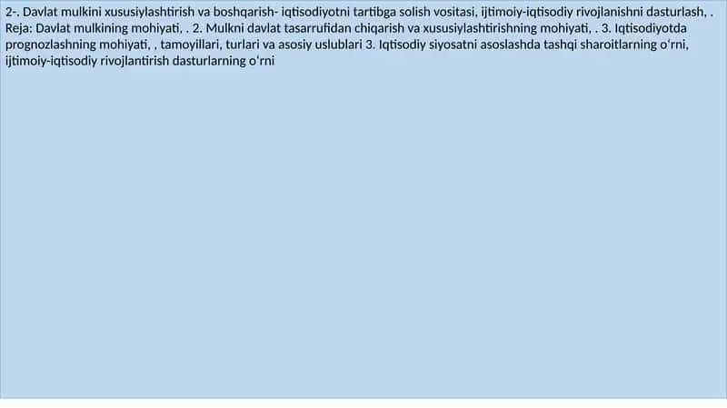 Davlat mulkini xususiylashtirish va boshqarish 1
