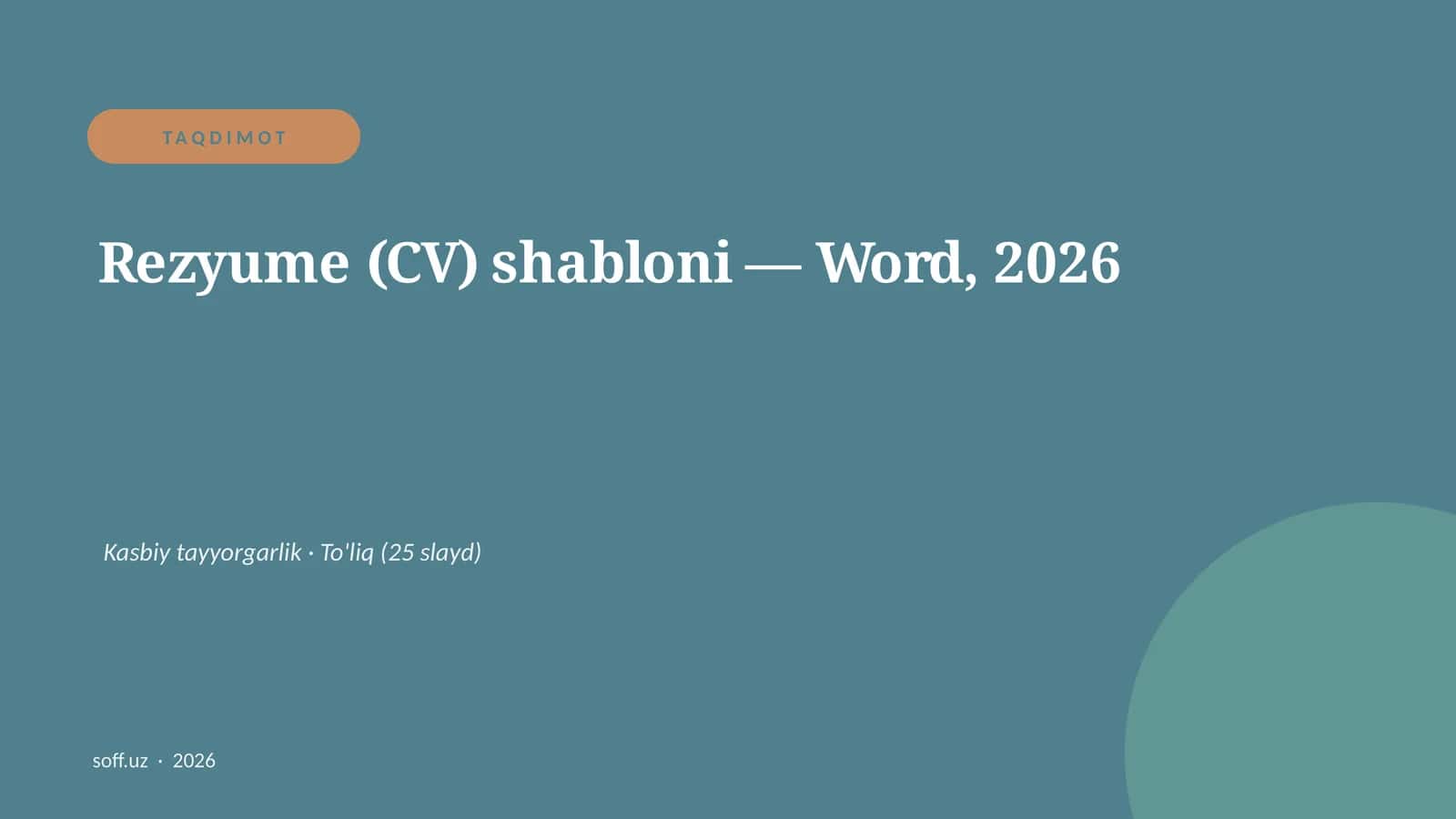 Rezyume (CV) shabloni — Word, 2026 1
