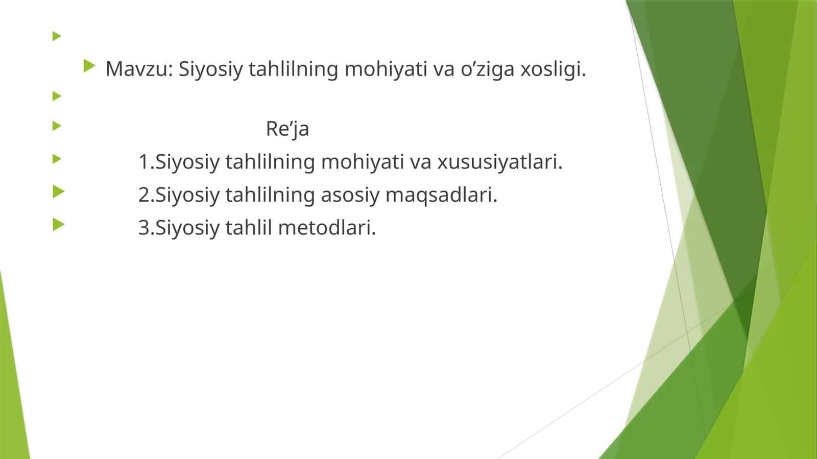 Siyosiy tahlilning mohiyati va o’ziga xosligi. 1