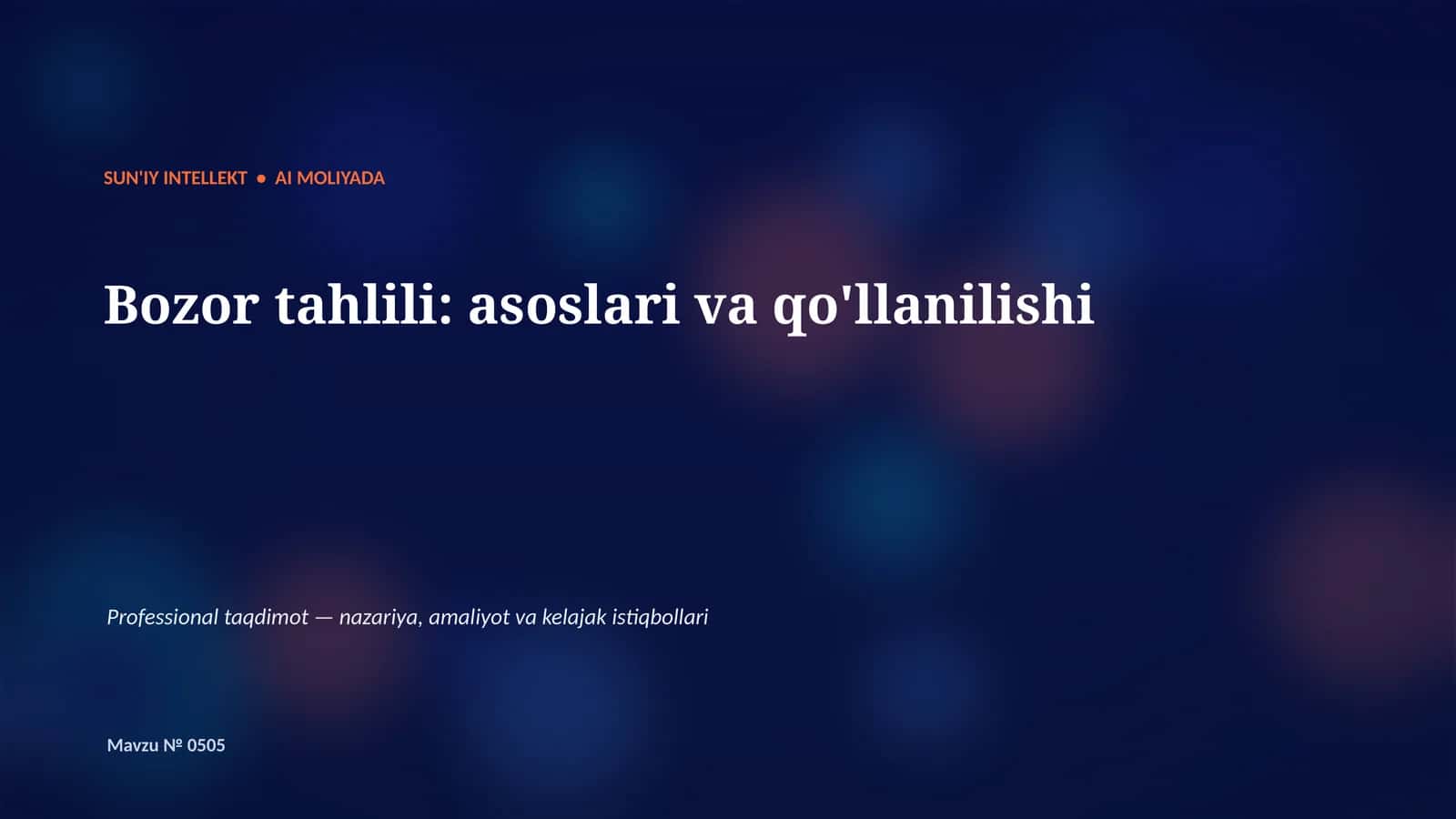 SUN'IY INTELLEKT • AI MOLIYADA 1
