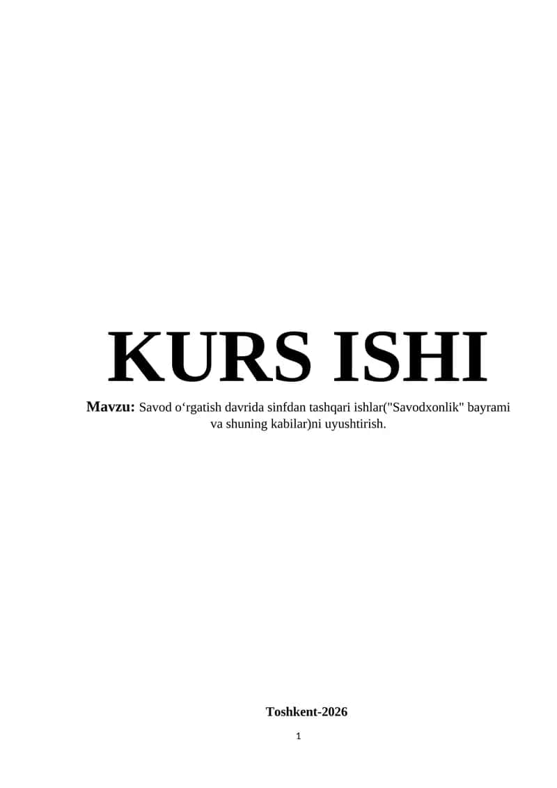 Savod oʻrgatish davrida sinfdan tashqari ishlar 1