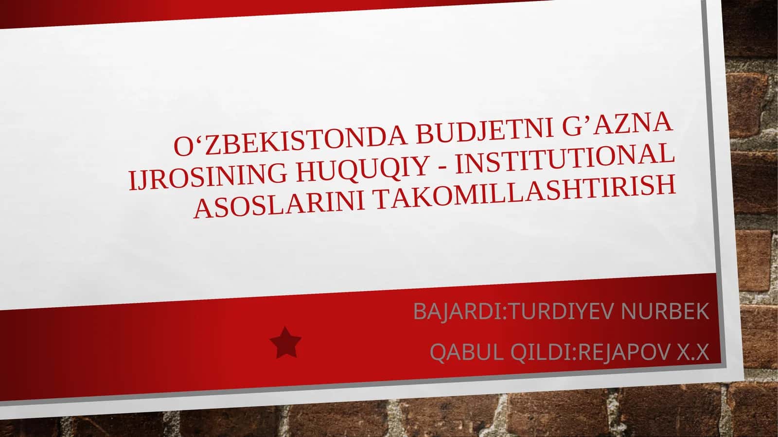 O‘zbеkistоndаbudjеtnig’аznаijrоsininghuquqiy-institutiоnаlаsоslаrinitаkоmillаshtirish 1