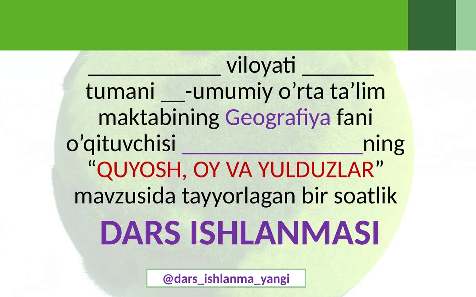 "QUYOSH, OY VA YULDUZLAR" 1