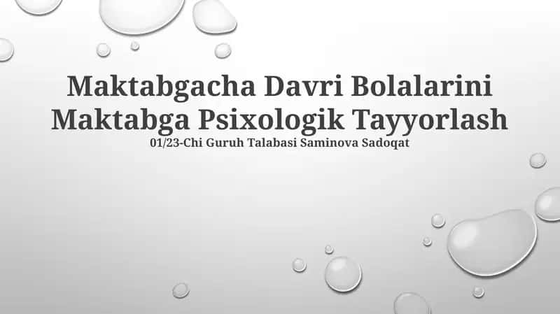 Maktabgacha Davri Bolalarini Maktabga Psixologik Tayyorlash 1