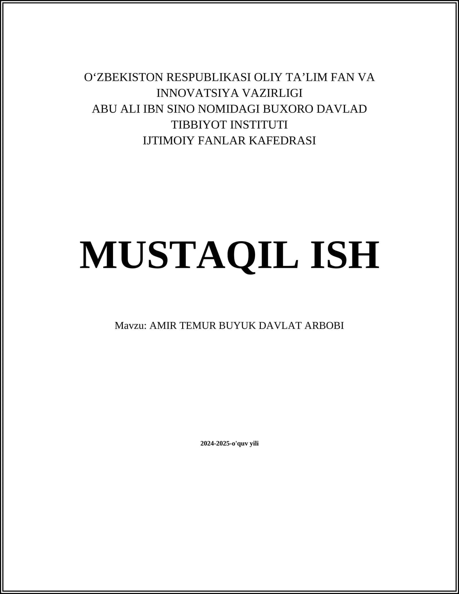 AMIR TEMUR BUYUK DAVLAT ARBOBI 1