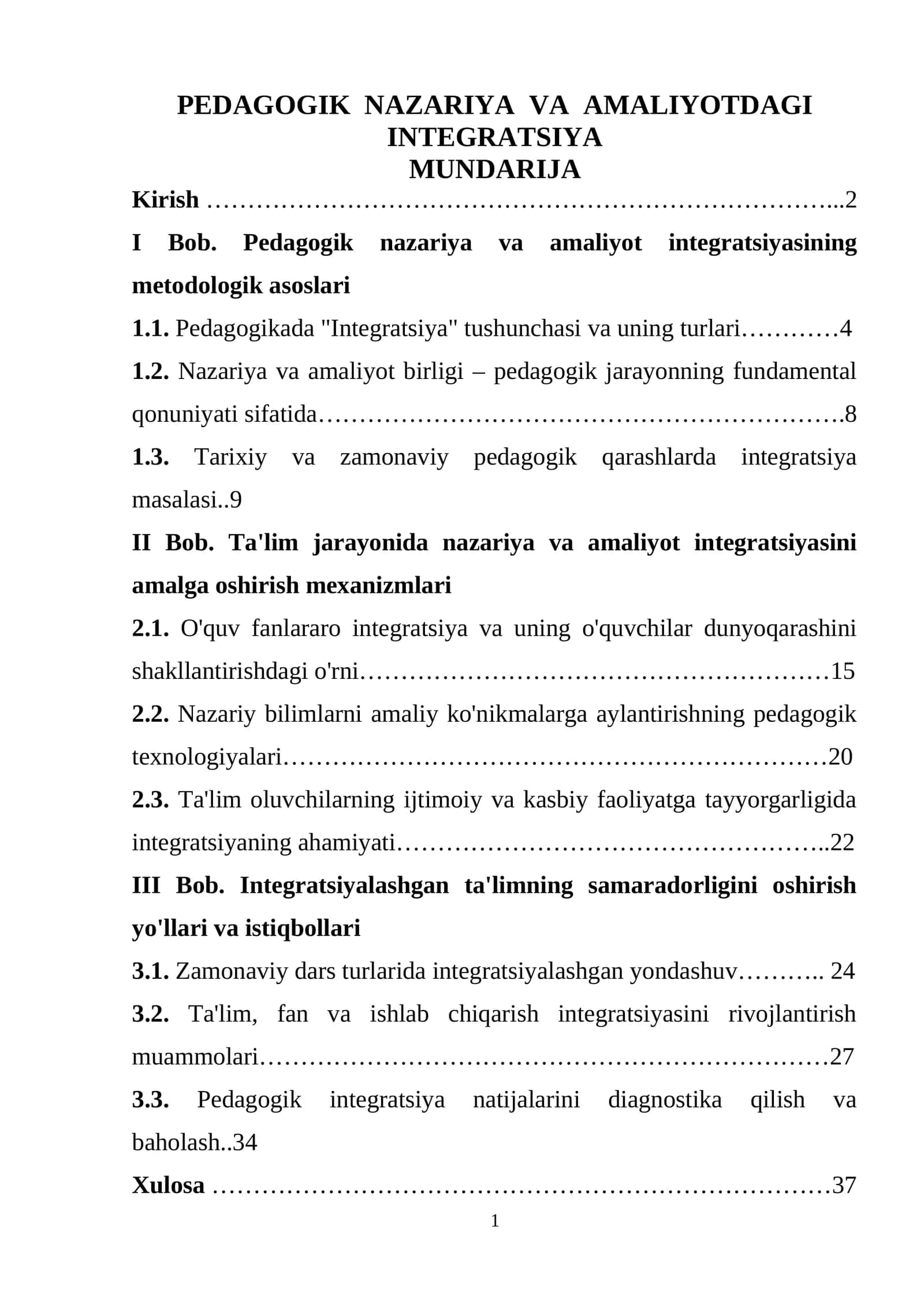 PEDAGOGIK NAZARIYA VA AMALIYOTDAGI INTEGRATSIYA 1