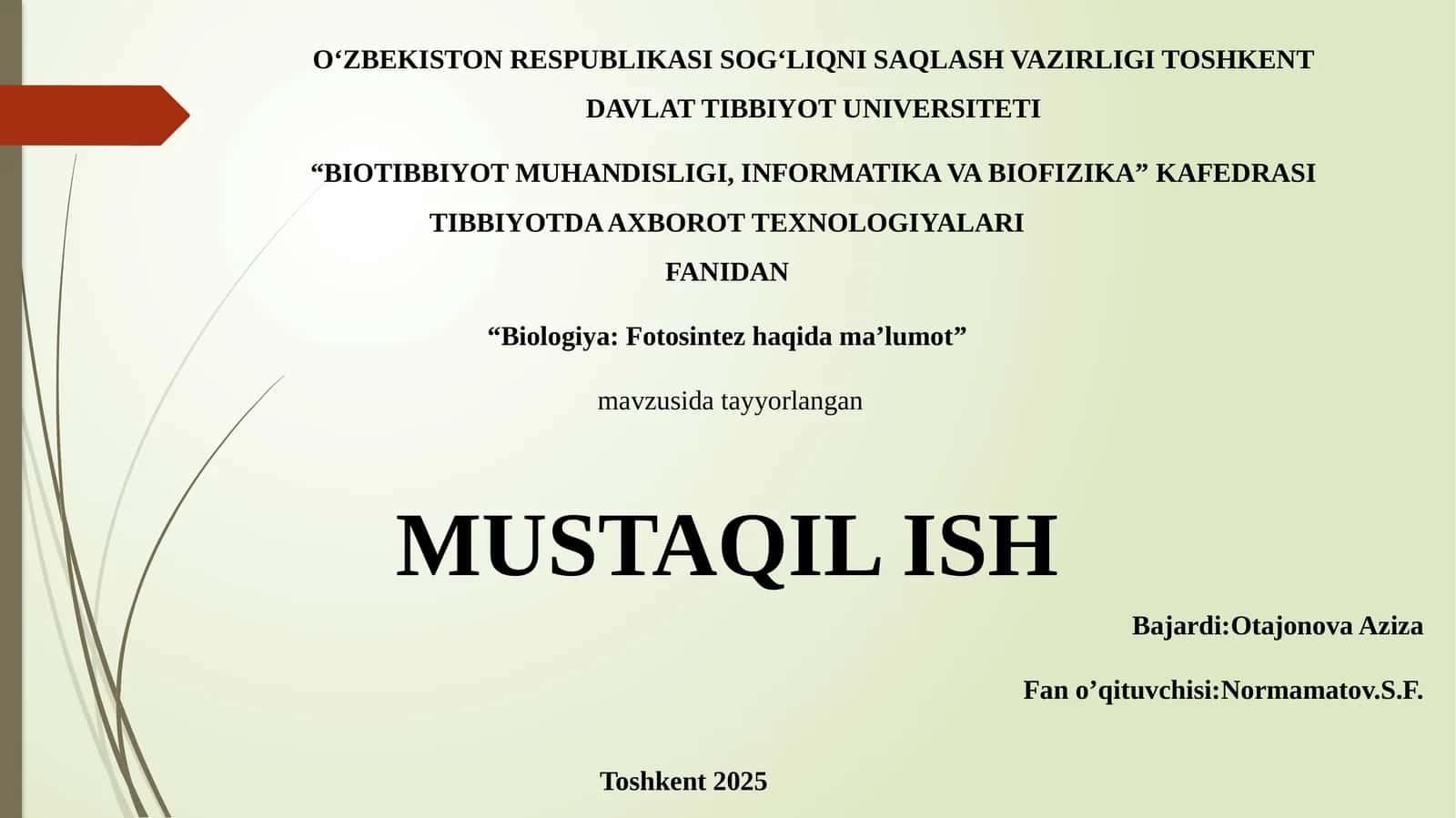 Biologiya:Fotosintez haqida ma’lumot 1