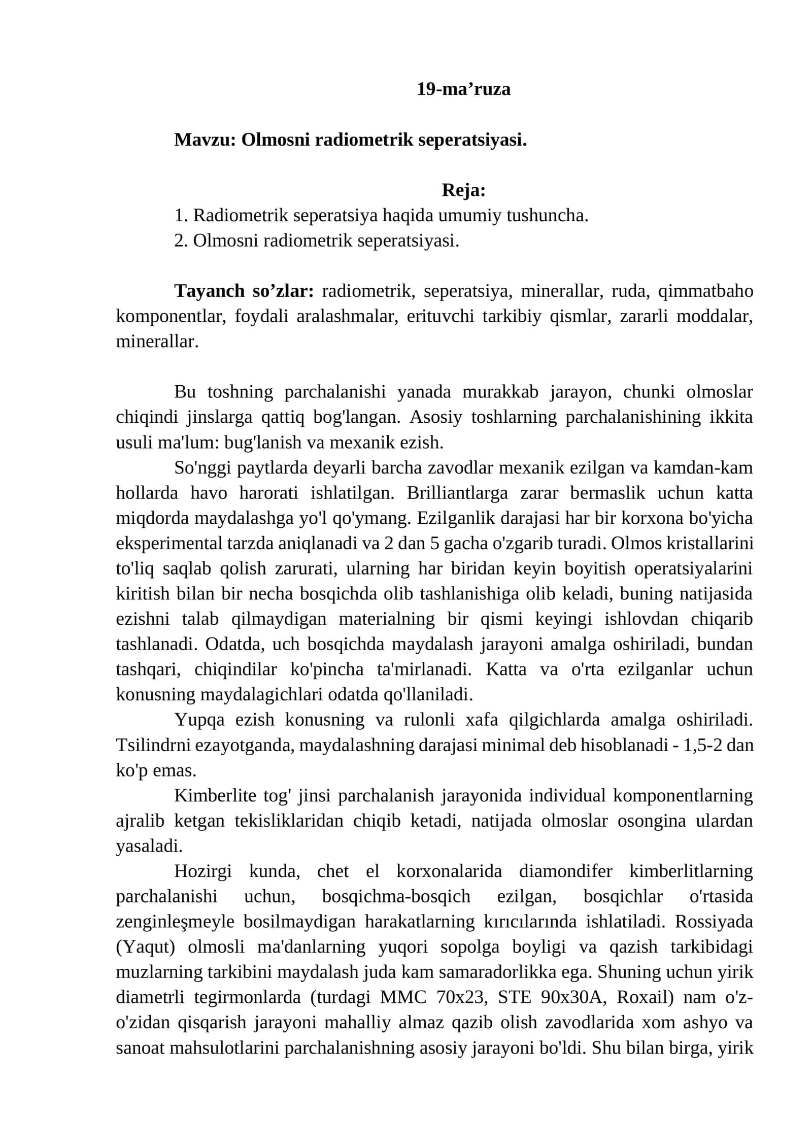 Olmosni radiometrik seperatsiyasi 1