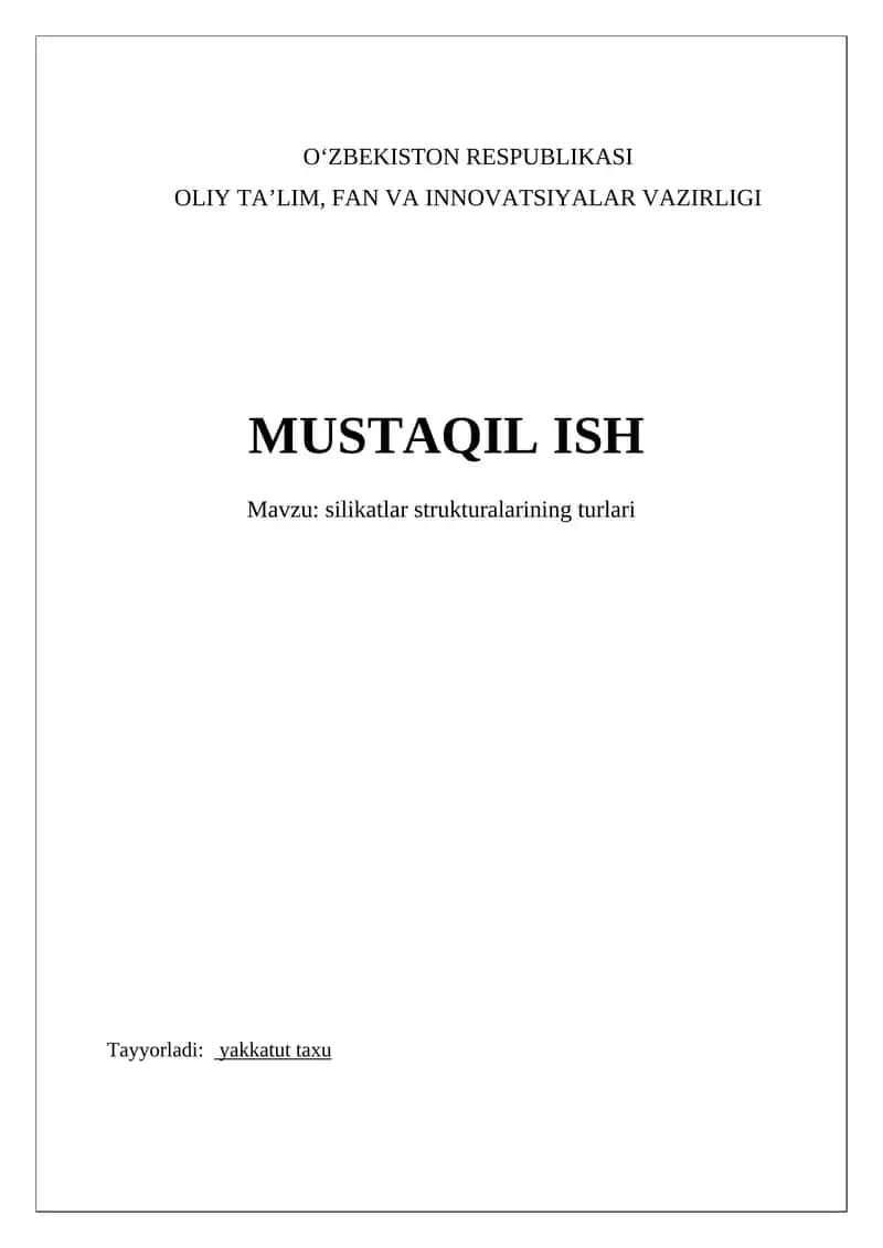 Silikatlar strukturalarining turlari 1