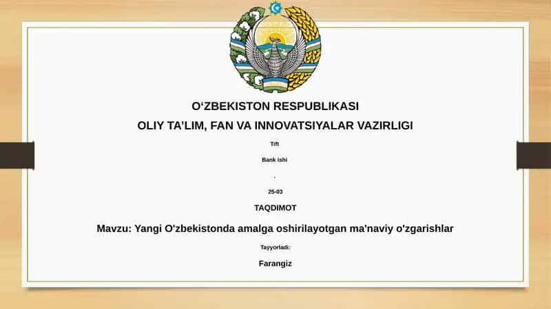 Yangi O'zbekistonda amalga oshirilayotgan ma'naviy o'zgarishlar 1