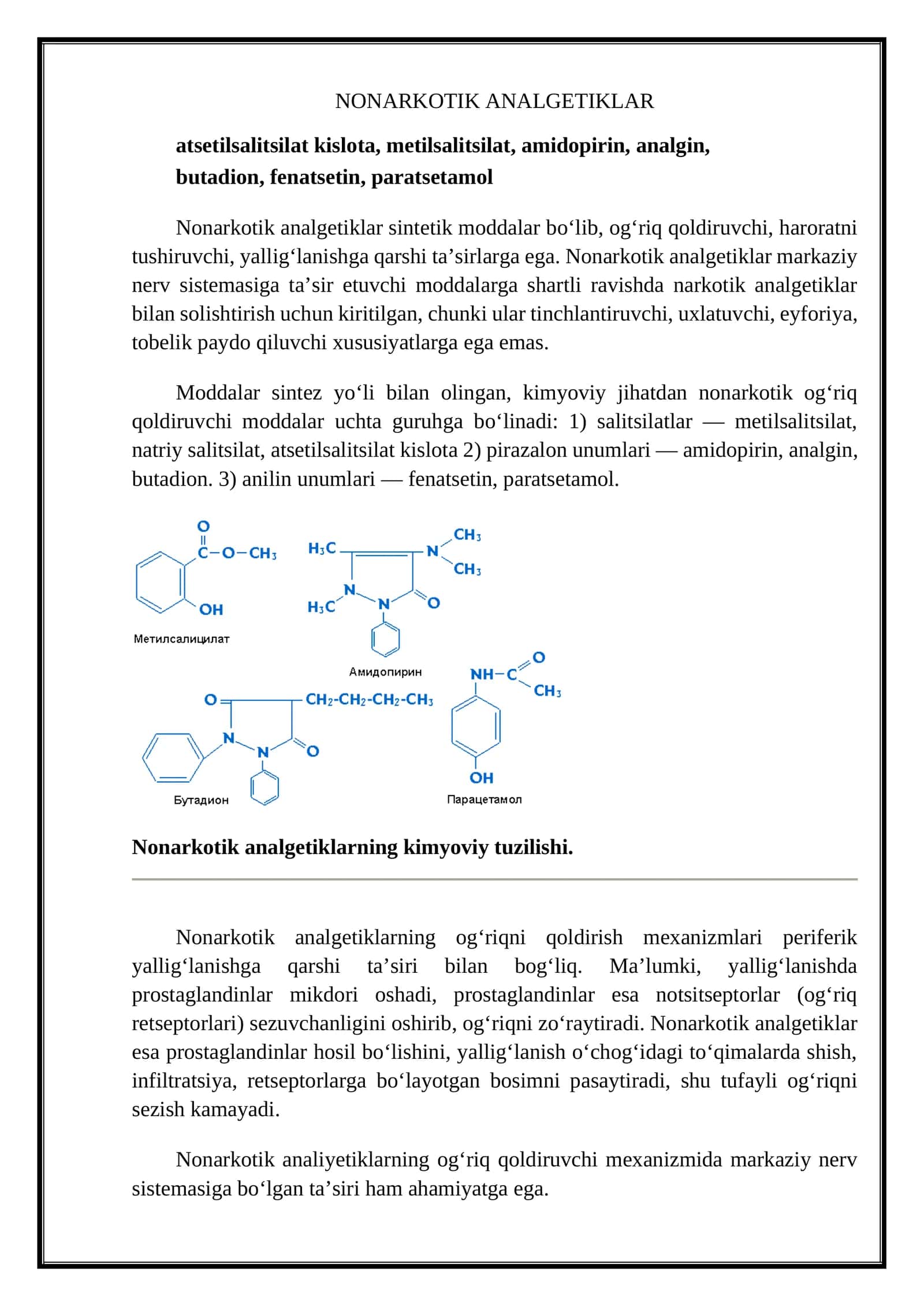 NONARKOTIK ANALGETIKLAR 1