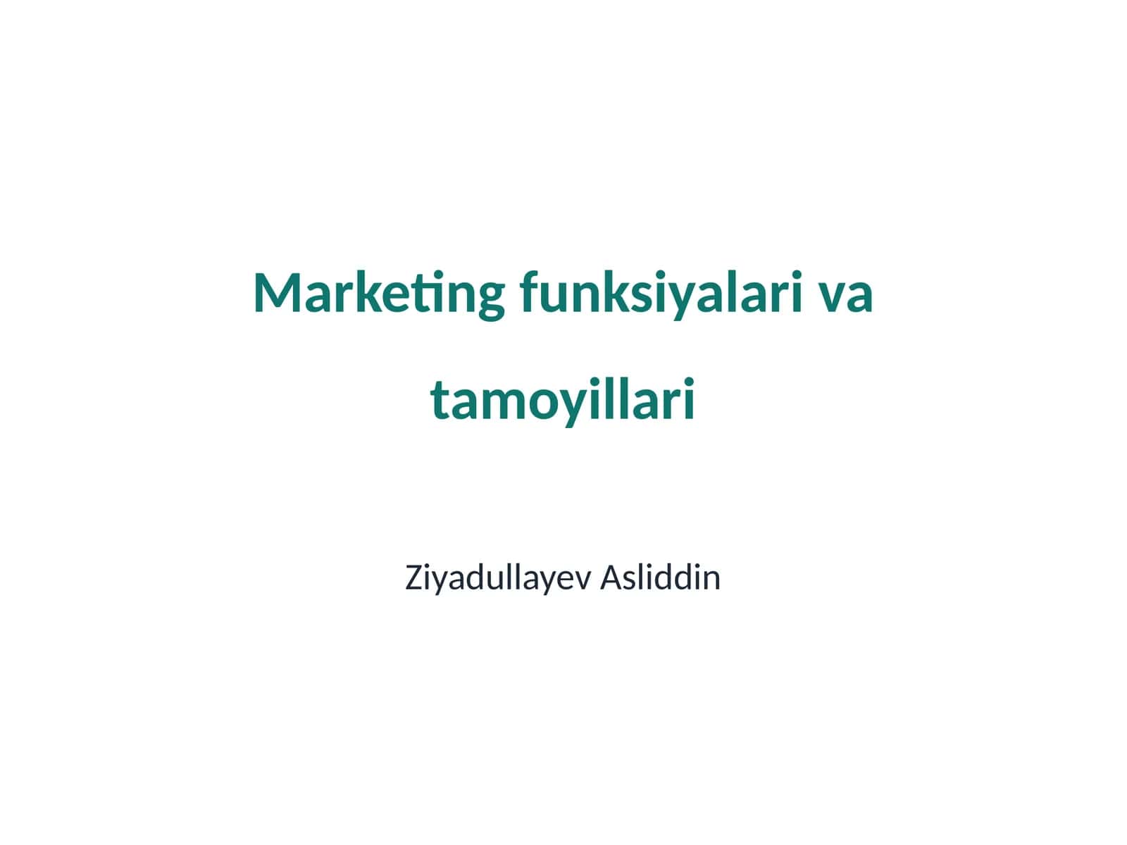 Marketing funksiyalari va tamoyillari 1