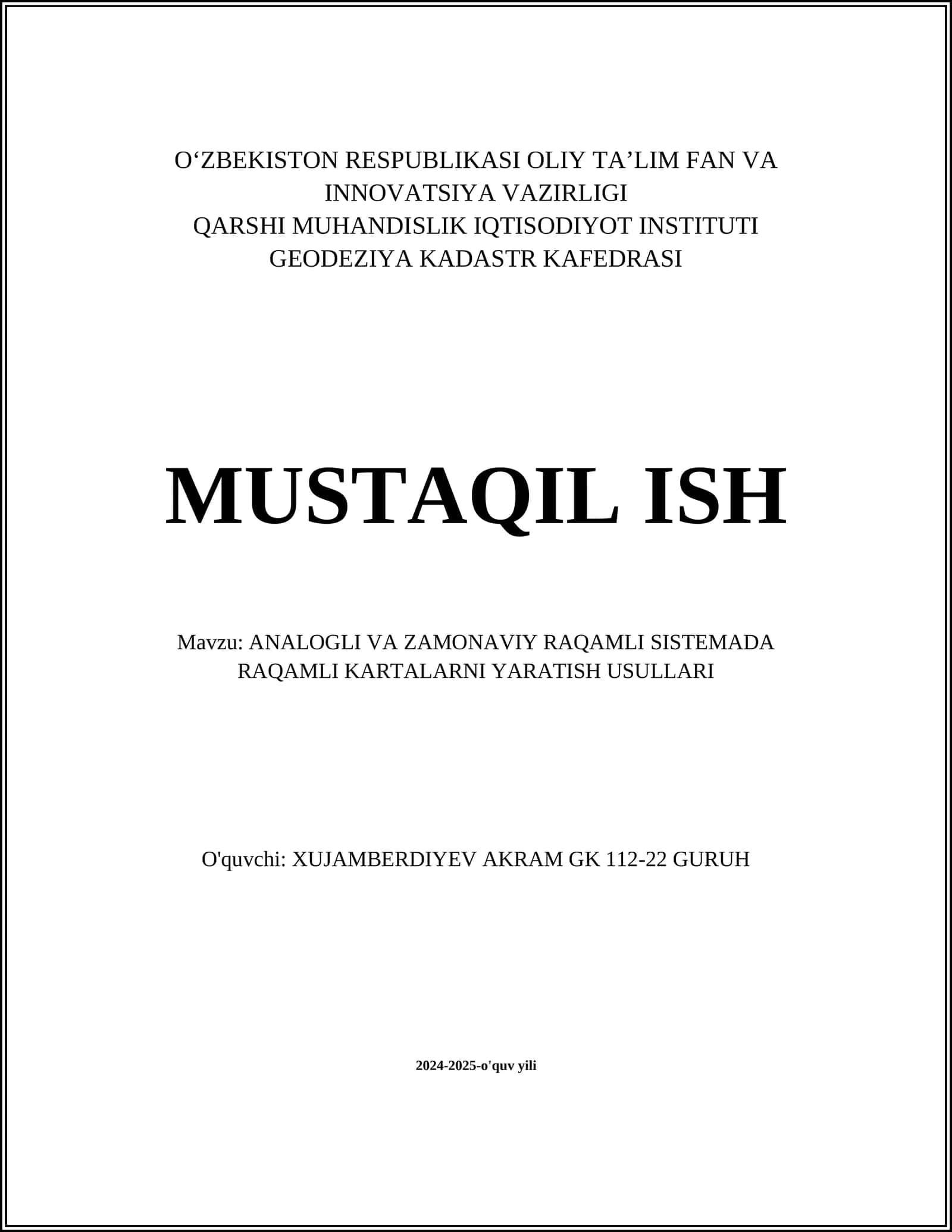 ANALOGLI VA ZAMONAVIY RAQAMLI SISTEMADA RAQAMLI KARTALARNI YARATISH USULLARI 1