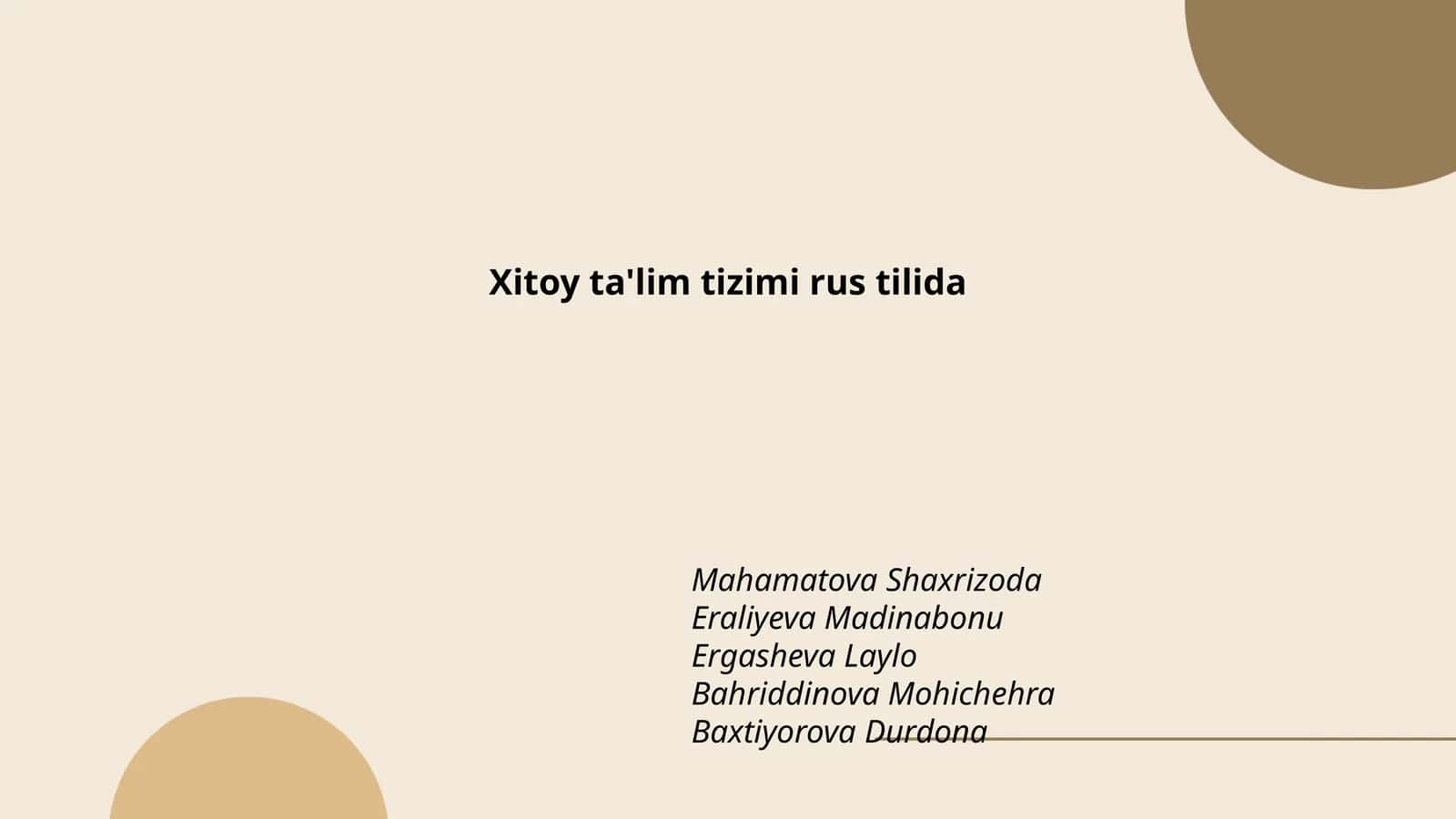 Xitoy ta'lim tizimi rus tilida 1
