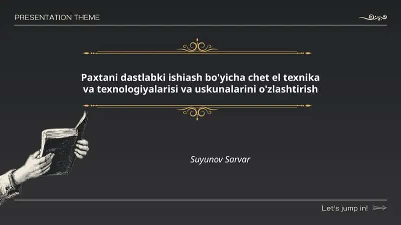 Paxtani dastlabki ishiash bo'yicha chet el texnika va texnologiyalarisi va uskunalarini o'zlashtirish 1
